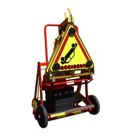 Emergency beaconing cart with reel support and standardized forks